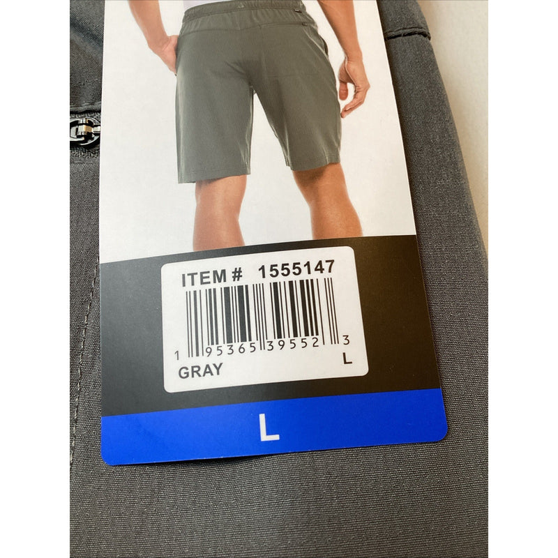 Gerry Men’s Pull On 4-Way Stretch Trail Shorts w/Zip Pockets, Gray, Size: L