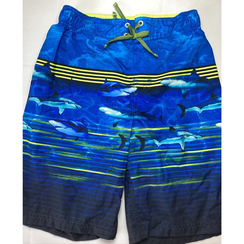 Gerry Youth Boy's Swim Short UPF 50+ Swim Trunks, Blue Sharks - Size: L 14/16