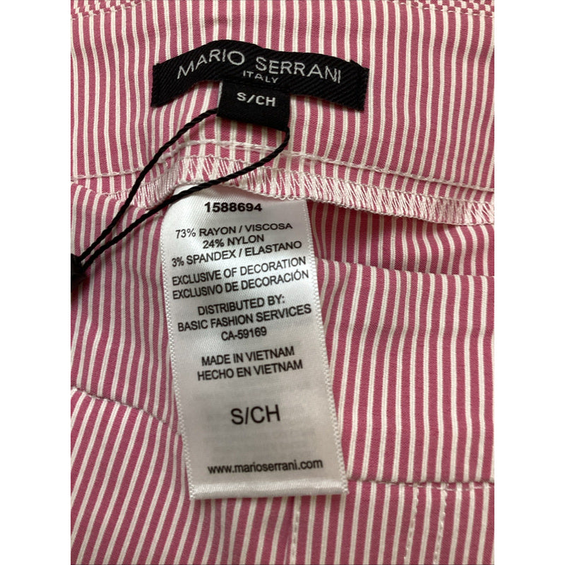 Mario Serrani Comfort Stretch Cuff Capri Pants, Pink & White Stripes, Size Small