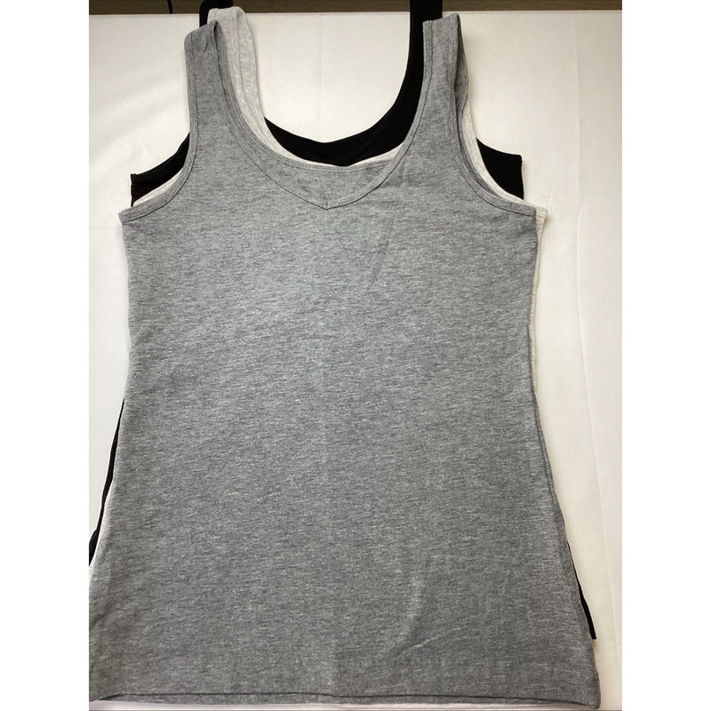 Felina 3-Pack Layering Cotton Stretch Tank Tops, Small - Black, White & Grey NWT
