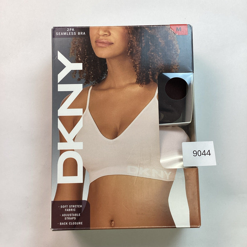 DKNY 2-Pack Seamless Bra Soft Stretch Fabric, Brown/Light Pink Size, Medium