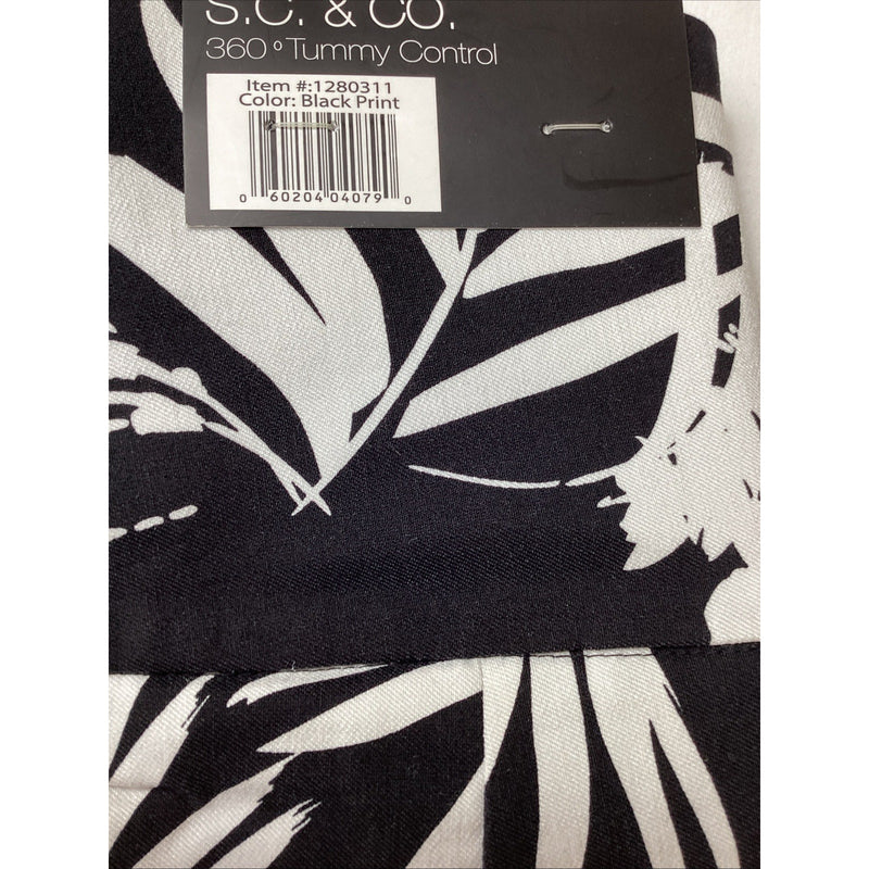 S.C.& CO Women's 360° Tummy Control Pull-On Skort, Pockets, Black Print, Size: S