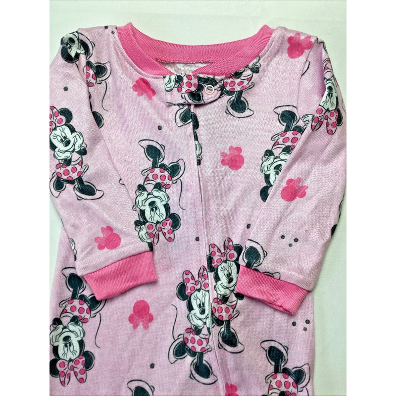 Disney Baby Infant Girl's Zipper One Piece, Long Sleeve, Pink Minnie, Size: 6M