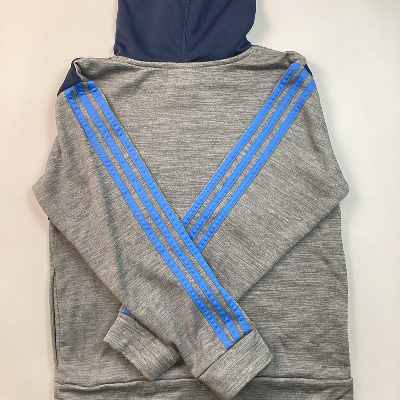 Adidas Boys Youth Pull-Over Hoodie, Blue & Gray, Size: M 10/12