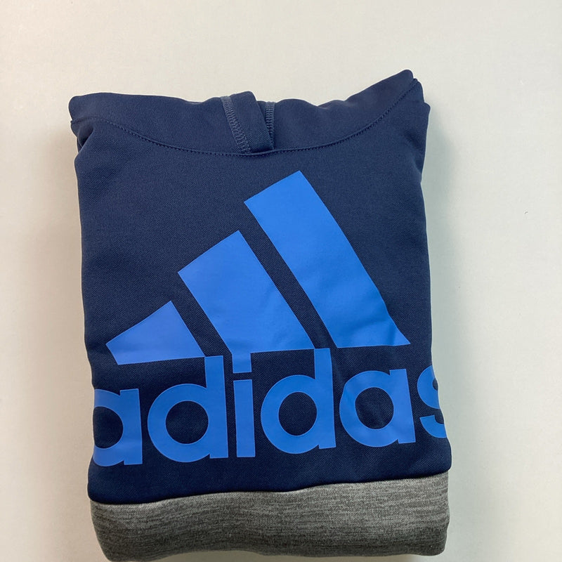 Adidas Boys Youth Pull-Over Hoodie, Blue & Gray, Size: M 10/12