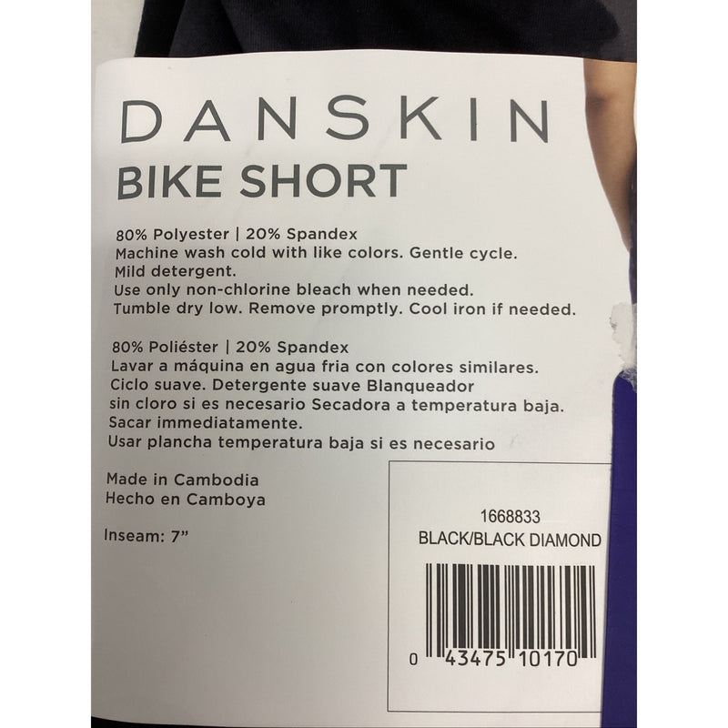 Danskin Women's Bike Shorts 2 Pack - Black & Black Diamond - Size: Large