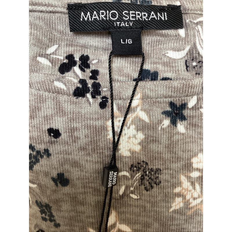 Mario Serrani Ladies' Soft Crew Neck Long Sleeve Top, Tan Floral, Size: Large