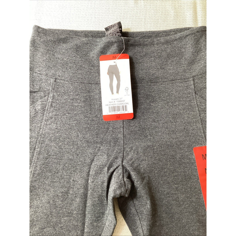 Max & Mia Women's French Terry Side Pocket Leggings, Heather Charcoal, Size: M