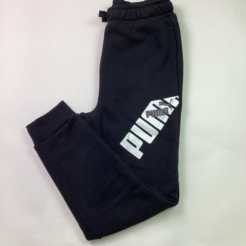 Puma Youth Boys Fleece Jogger Sweatpants w/Logo Drawstring, M (10/12) Black