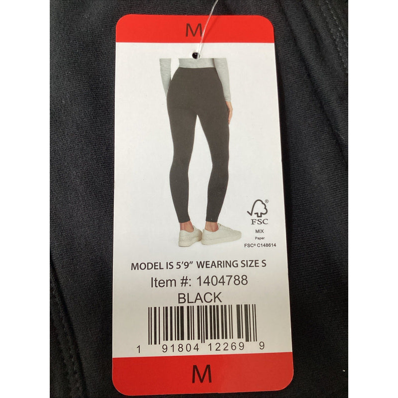 Max & Mia Women's High Waisted French Terry Leggings Pants, Black, Size: Medium