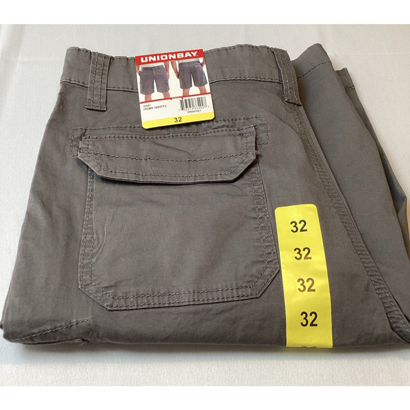 Unionbay Men’s Lightweight Relaxed Fit Stretch Cargo Shorts, Gray, Size: 32