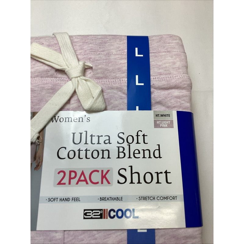 Women's 32 Degrees Cool Ultra Soft Cotton Blend Pull on Shorts 2-Pack, Size: L