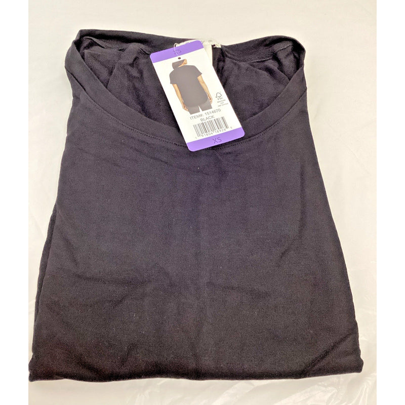 Matty M Ladies' French Terry Top Roll Cuff Tee, Black, Size: XS