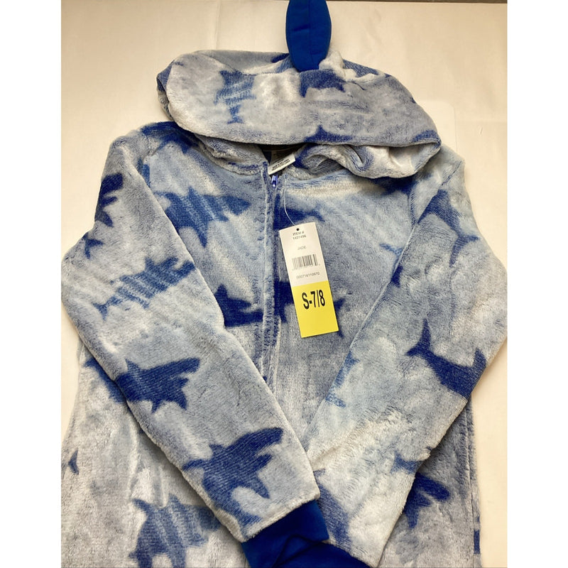 Saint Eve Youth Hooded Fleece Blanket Sleeper Blue Shark, Size: Small 7/8