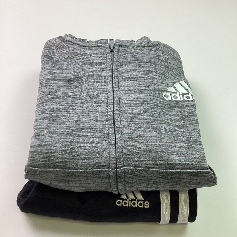 Adidas Youth Boys Kids 2-Piece Striped Hoodie & Jogger Set, Black/Gray, Size 5