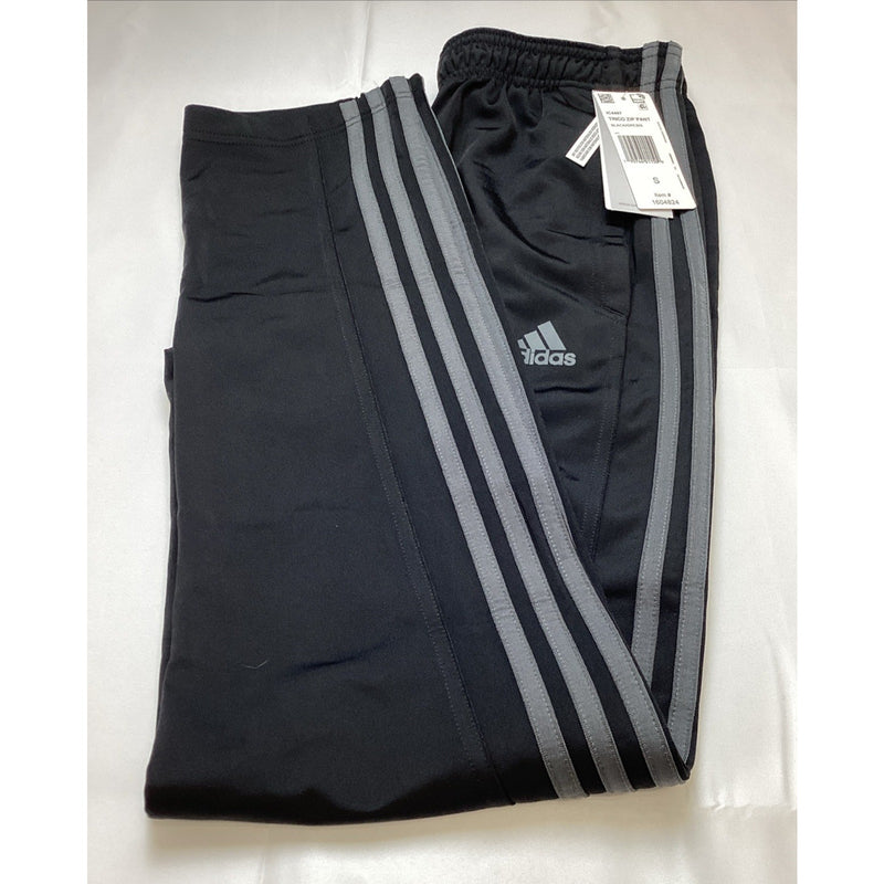 Men's Adidas Trico Zip Leg Jogger Track Pants w/Stripes, Black, Size: Small