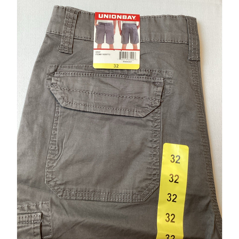 Unionbay Men’s Lightweight Relaxed Fit Stretch Cargo Shorts, Gray, Size: 32