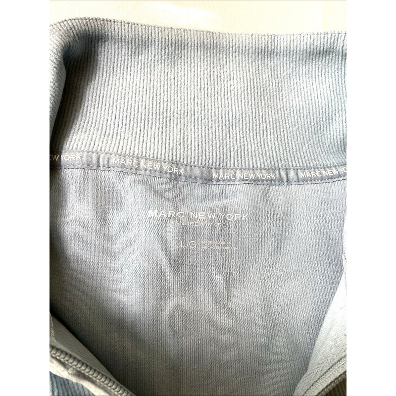 Marc New York Women's Ribbed Quarter Zip Pullover w\Pockets, Water Blue, Size: L