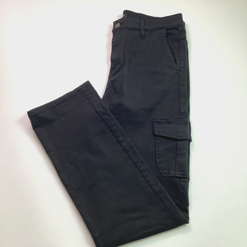 Well Worn Ladies High-Rise Tencel Blend Cargo Pants, Black, Size 12/32 Inseam 31