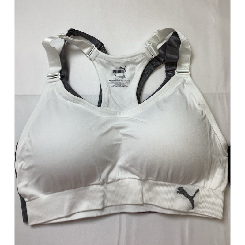 Puma Performance Seamless Sports Bra, 3 Pack, Wht/Grey/Black, Size: M - OpenBox