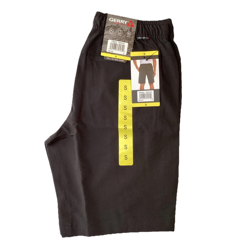 Gerry Men’s Pull On 4-Way Stretch Trail Shorts w/Zip Pockets, Black, Size: Small