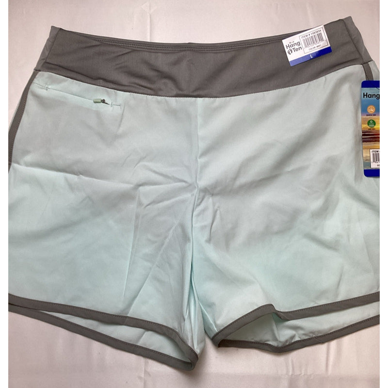 Hang Ten Women's Quick Dry Boardshorts w/Zip Pockets UPF 50+, Mint, Size: Large