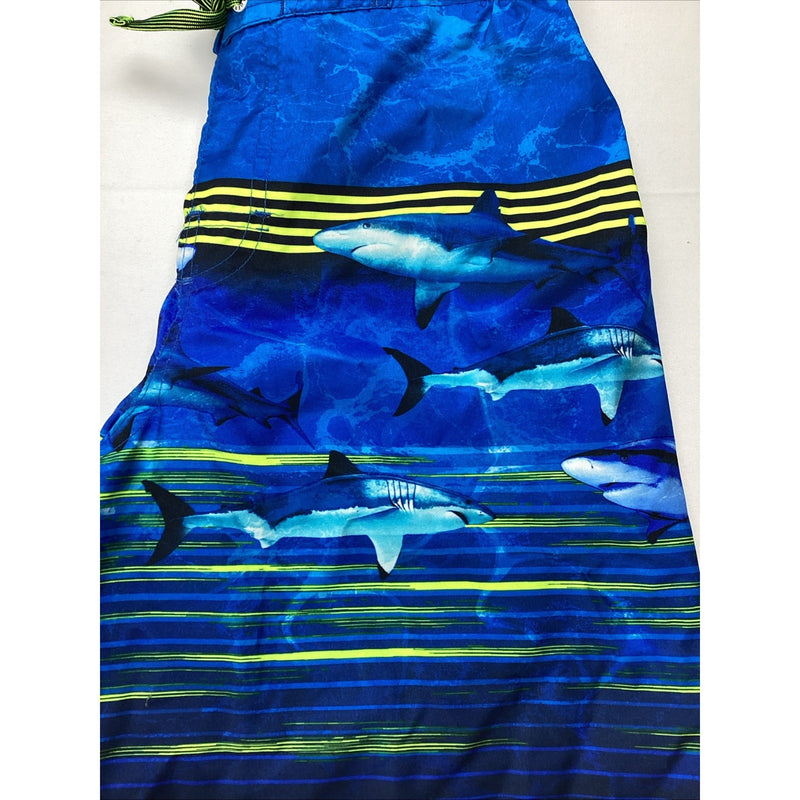 Gerry Youth Boy's Swim Short UPF 50+ Swim Trunks, Blue Sharks - Size: L 14/16