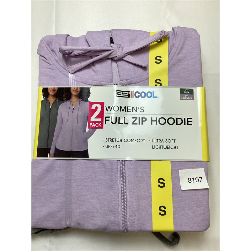 32 Degrees 2-Pack Women’s Ultra Soft Lightweight Full Zip Hoodie, Gray/Lavender