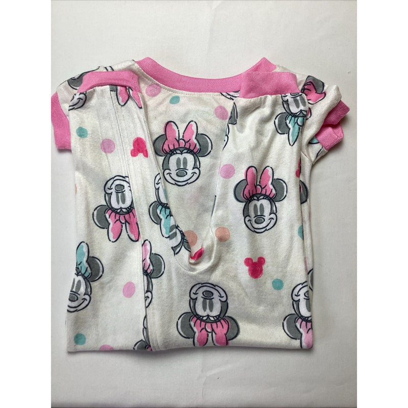 Disney Baby Infant Girl's Zipper One Piece, Short Sleeve, Pink Minnie, Size: 9M