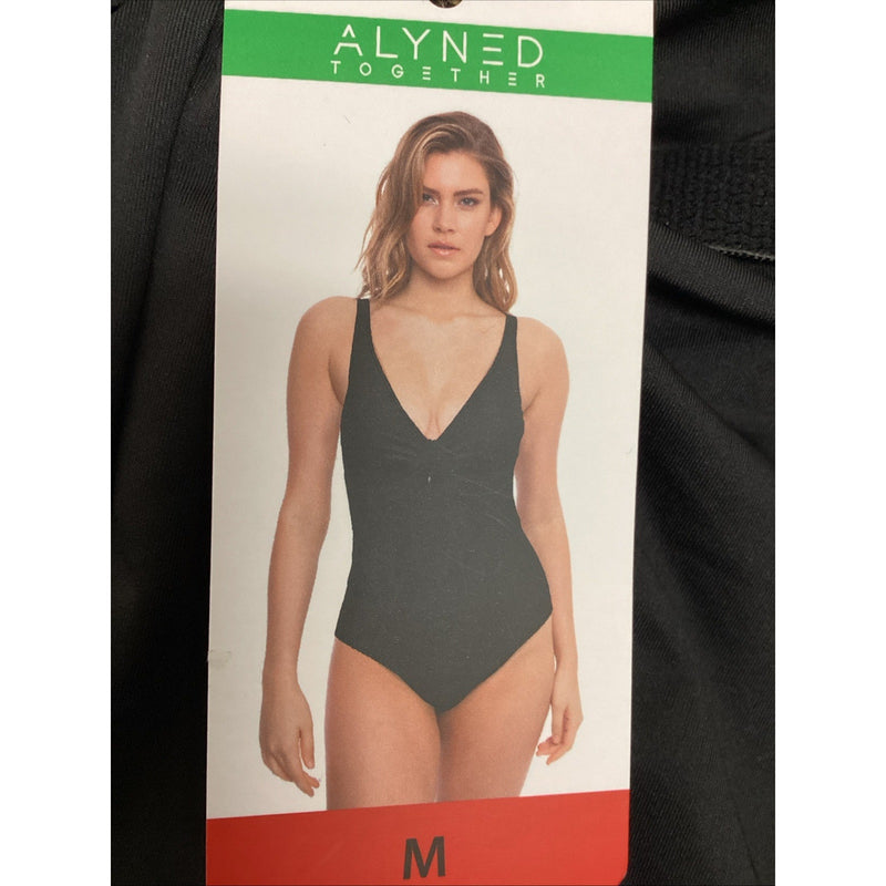 Alyned Together Women's One-Piece Swimsuit, Black Solid, Size: Medium
