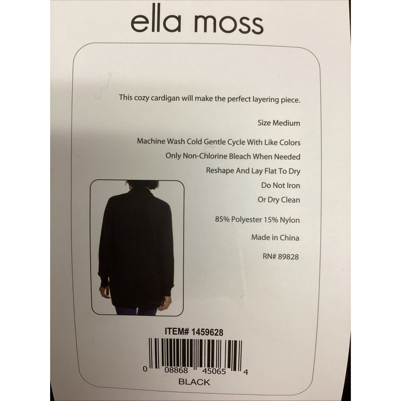 Ella Moss Lightweight Women’s Cardigan Sweater Long Sleeves- Black, Size: Medium