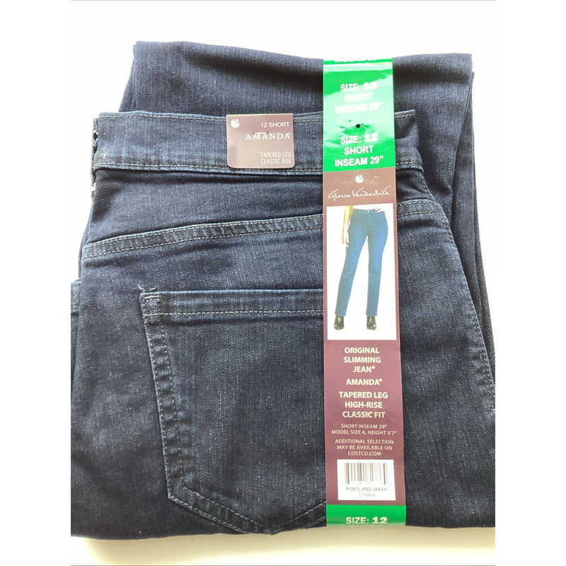 Gloria Vanderbilt Amanda Slimming Jeans, Tapered Leg Classic Rise, Size 12 Short