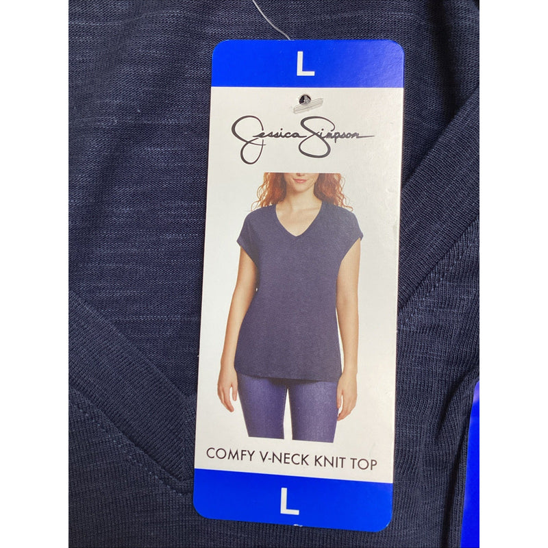 Jessica Simpson Ladies' Comfy V-Neck Knit Top, Mood Indigo Blue, Size: Large