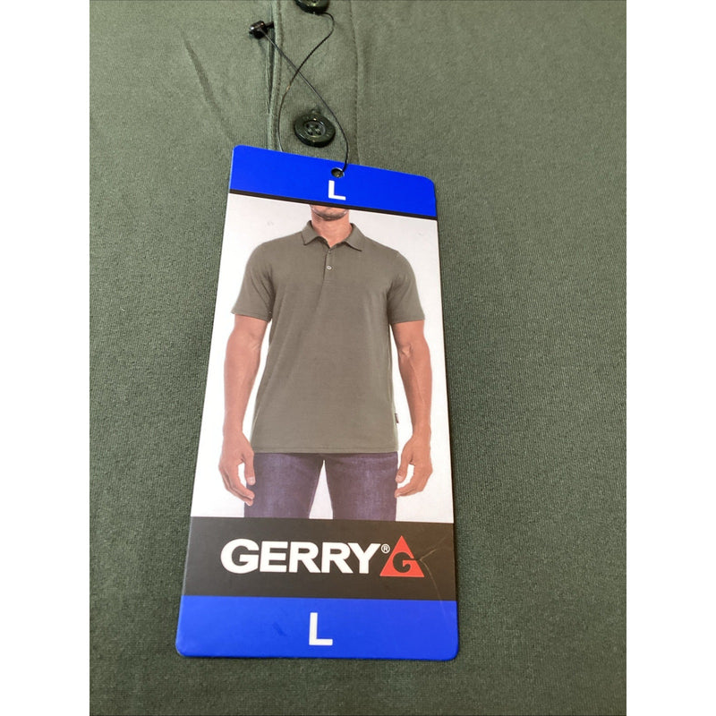 Gerry Mens Active Comfort Stretch Polo Shirt Short Sleeve, Green, Size: Large