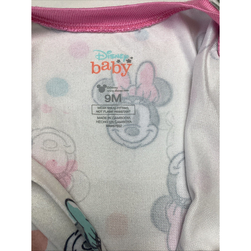 Disney Baby Infant Girl's Zipper One Piece, Short Sleeve, Pink Minnie, Size: 9M