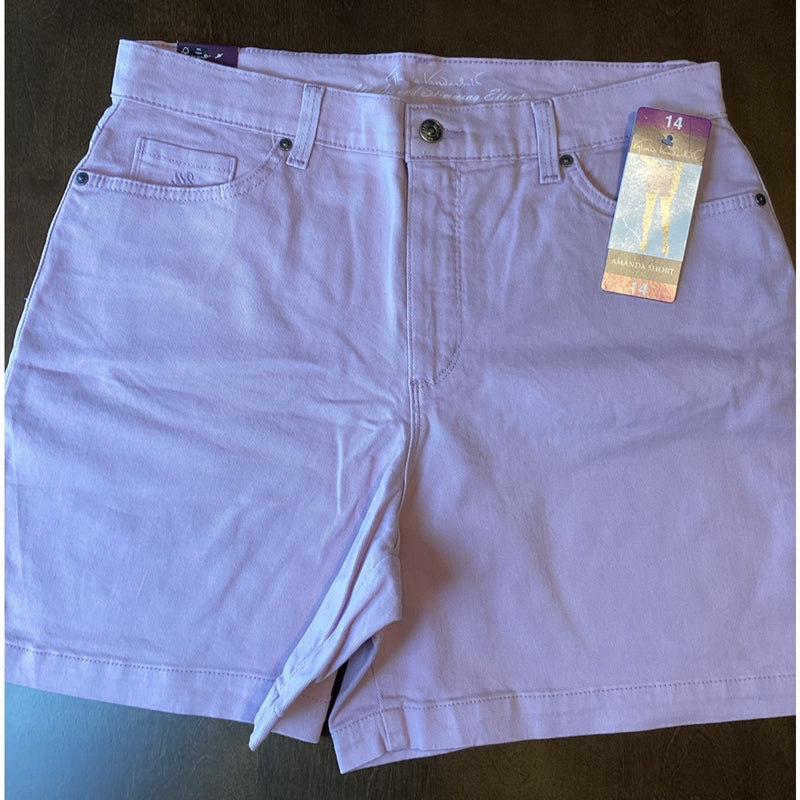 Gloria Vanderbilt Women's Amanda Shorts High Rise, Lavender Kiss, Size: 14
