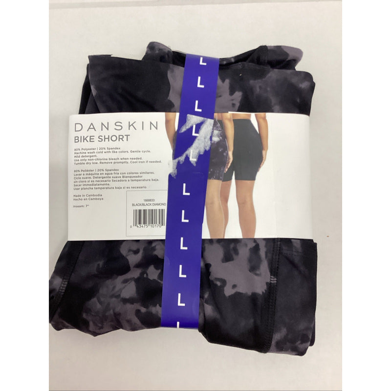 Danskin Women's Bike Shorts 2 Pack - Black & Black Diamond - Size: Large