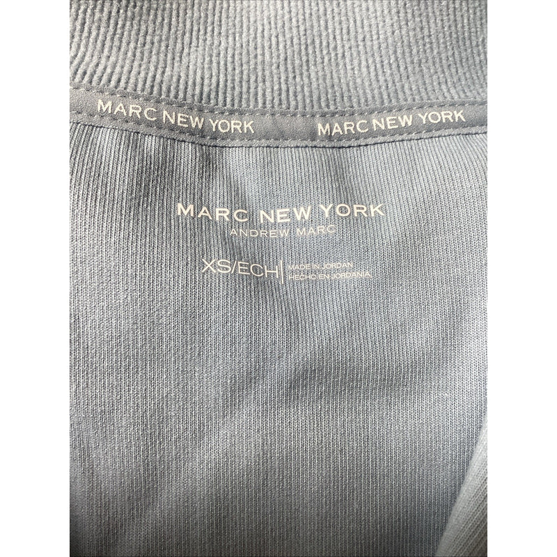 Marc New York Women's Ribbed Quarter Zip Pullover w\Pockets, Water Blue, Size XS
