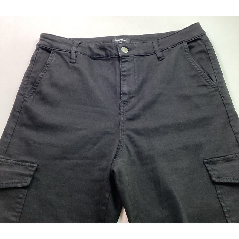 Well Worn Ladies High-Rise Tencel Blend Cargo Pants, Black, Size 12/32 Inseam 31