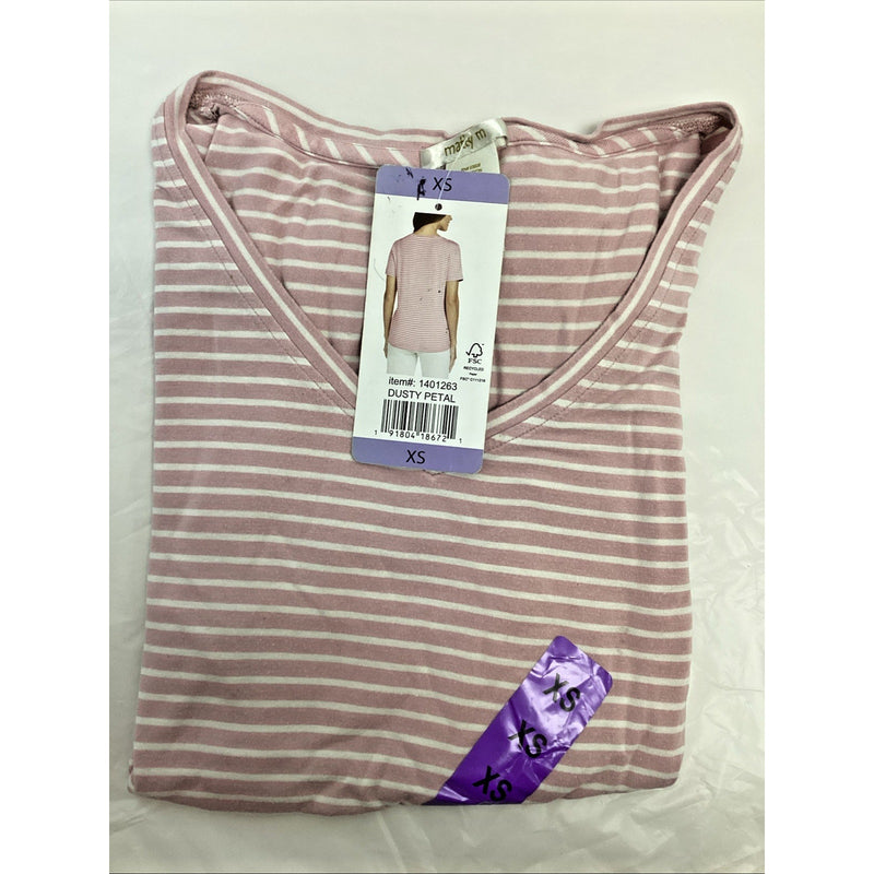 Matty M - V Neck Side Tie Tee - Style: Dusty Petal - Size: XS - 1401263