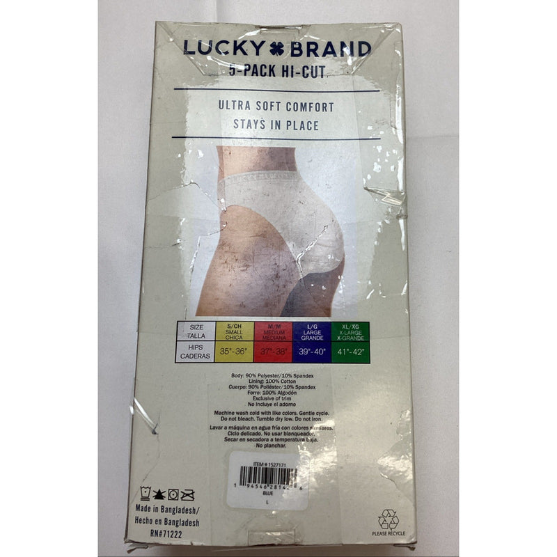 Lucky Brand Ladies' Hi Cut, 5-Pack Ultra Soft Panties, Size: Large - Damaged Box