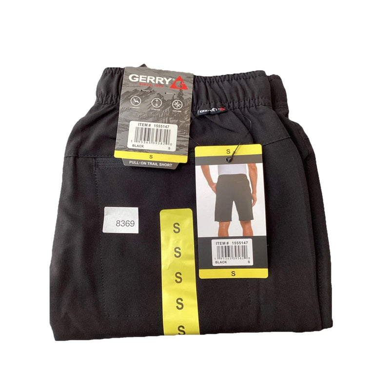 Gerry Men’s Pull On 4-Way Stretch Trail Shorts w/Zip Pockets, Black, Size: Small