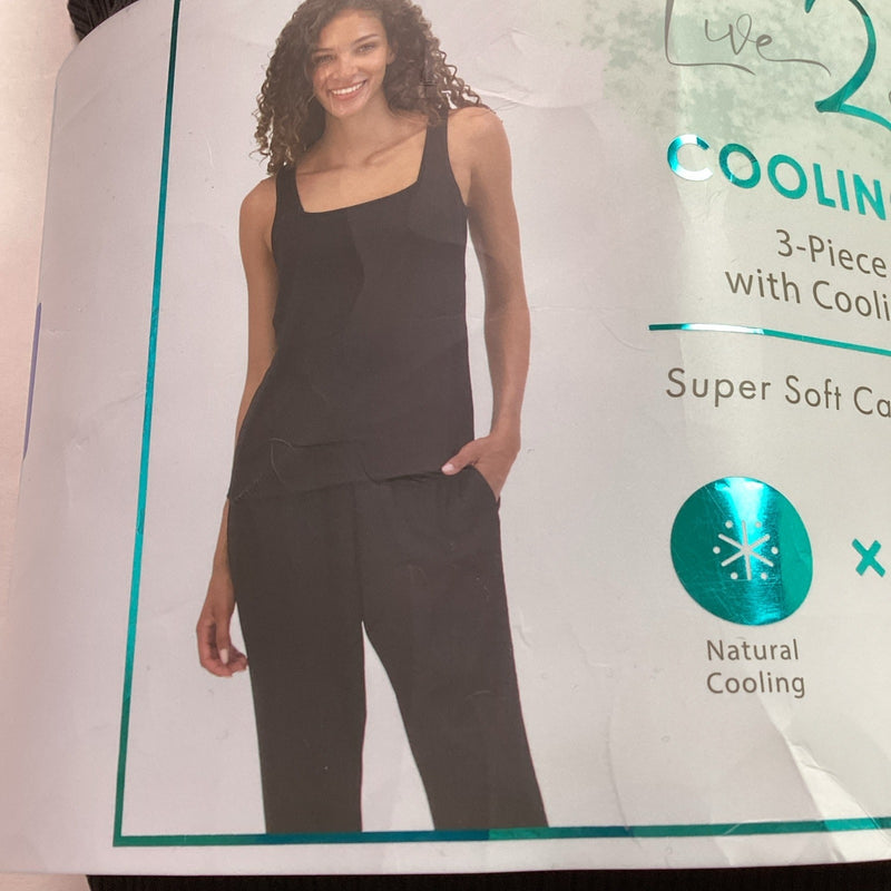 Live 2 Lounge Women's 3-Piece Cooling Effects Lounge Set Cardigan, Tank, Pant, L