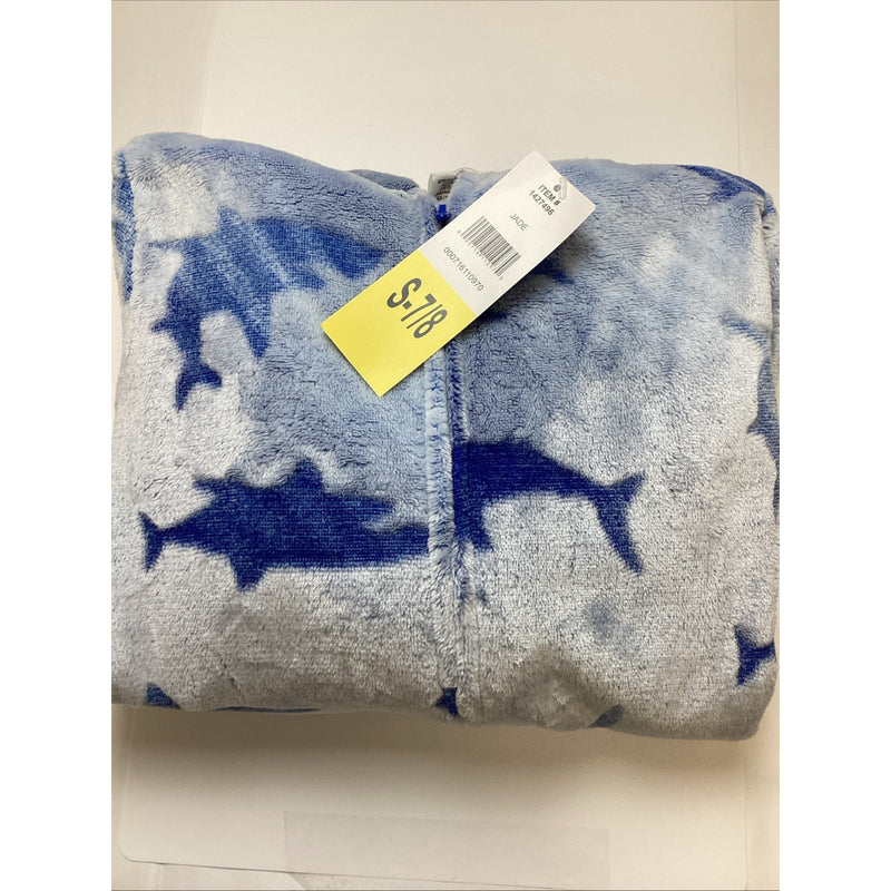 Saint Eve Youth Hooded Fleece Blanket Sleeper Blue Shark, Size: Small 7/8