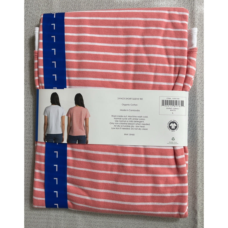 Ecothreads Women's 2-Pack Short Sleeve T-Shirts Soft Organic Cotton, Size: L