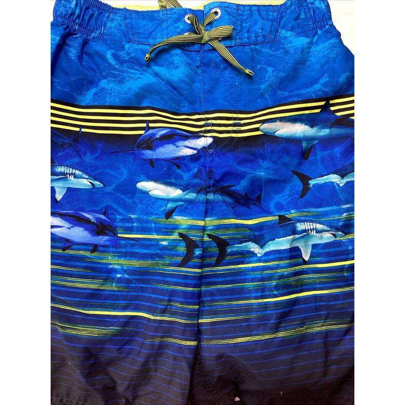 Gerry Youth Boy's Swim Short UPF 50+ Swim Trunks, Blue Sharks - Size: L 14/16