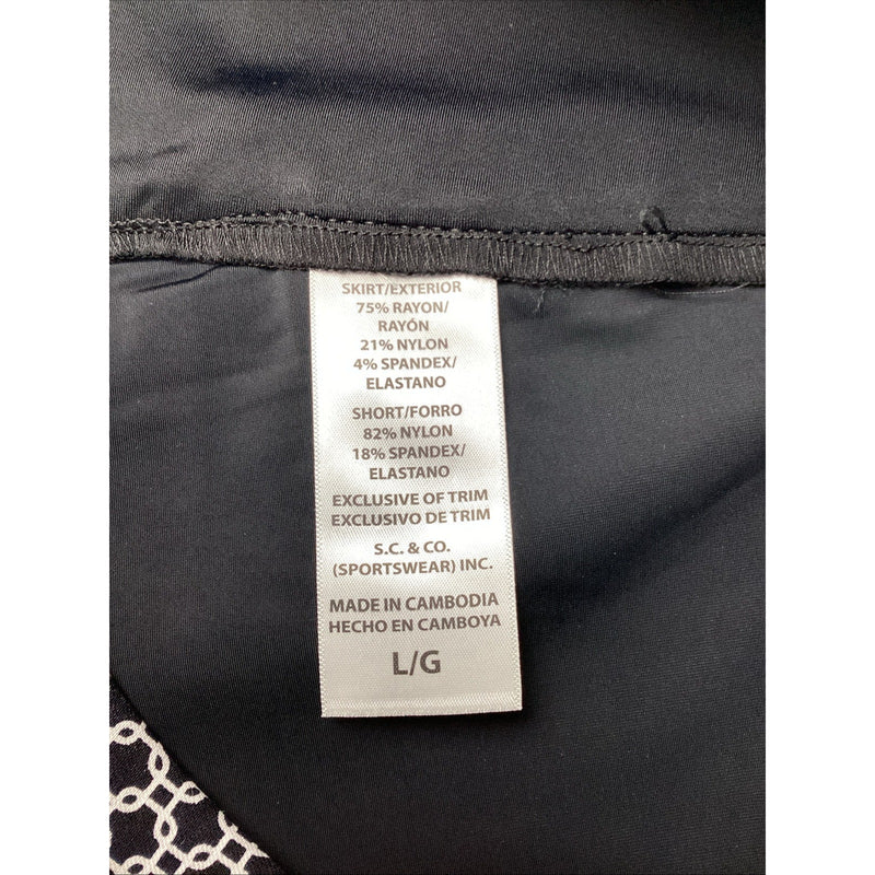 S.C. & CO. 360 Tummy Control Stretch Skort, Black & White Geometric, Size L