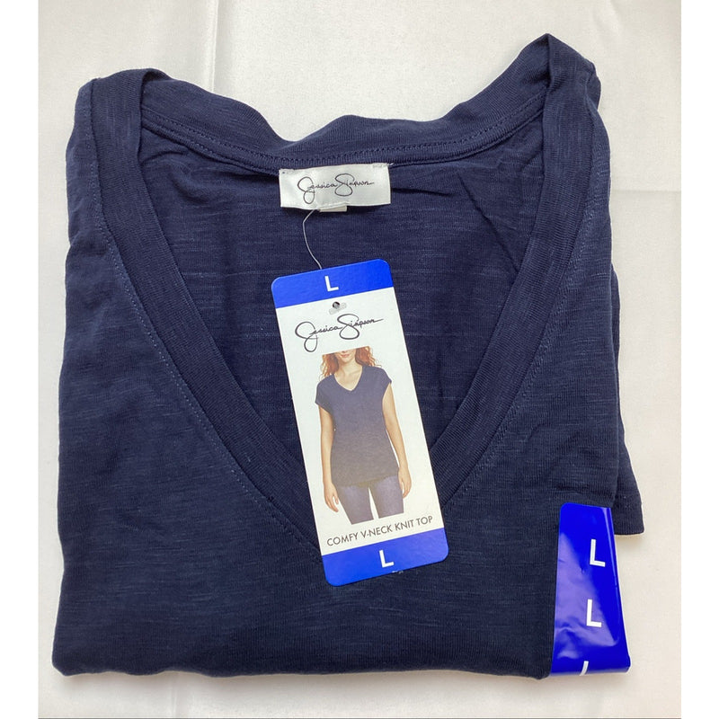 Jessica Simpson Ladies' Comfy V-Neck Knit Top, Mood Indigo Blue, Size: Large