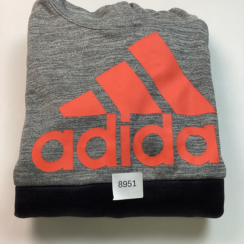 Adidas Boys Youth Pull-Over Hoodie, Black & Gray, Size: M 10/12