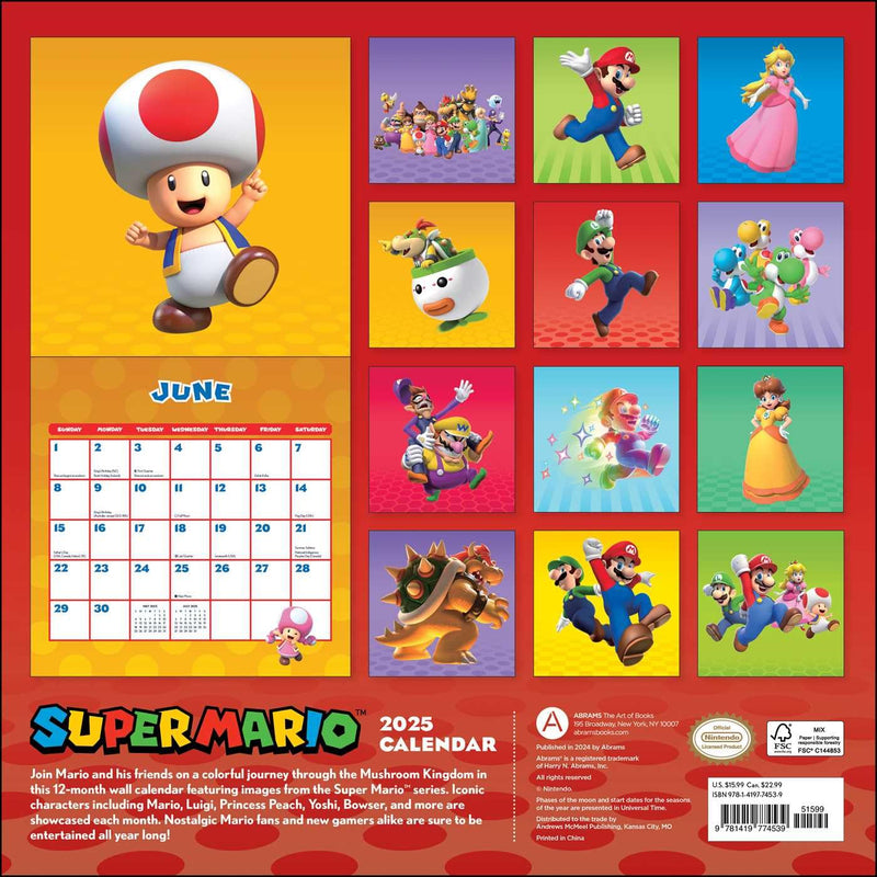 Super Mario 2025 Wall Calendar